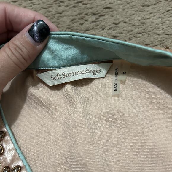 Soft Surroundings Velvet Moroccan Boho Beaded Embellished Blouse Size Medium - Picture 5 of 8